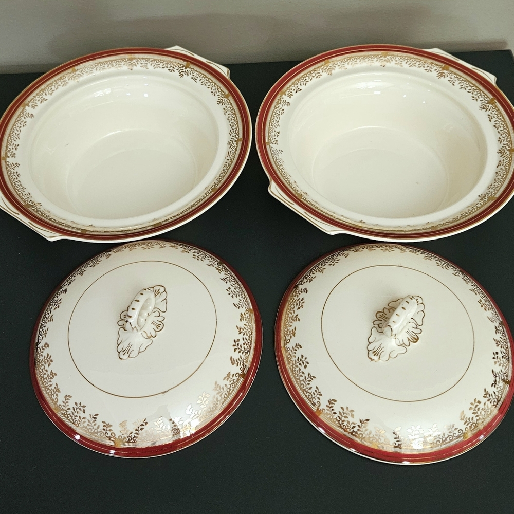 Set of 2 Serving Bowls & 2 Lids 1940's Myott, Royalty, Excellent Condition - Picture 7 of 8